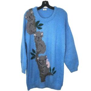 Vintage Koala Wool Sweater 80s Bett Smart Australia Hand Knit Long Pullover M-L